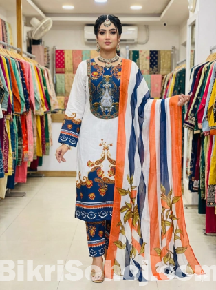 Ready Made Pure dubai silk Digital Print Three Piece